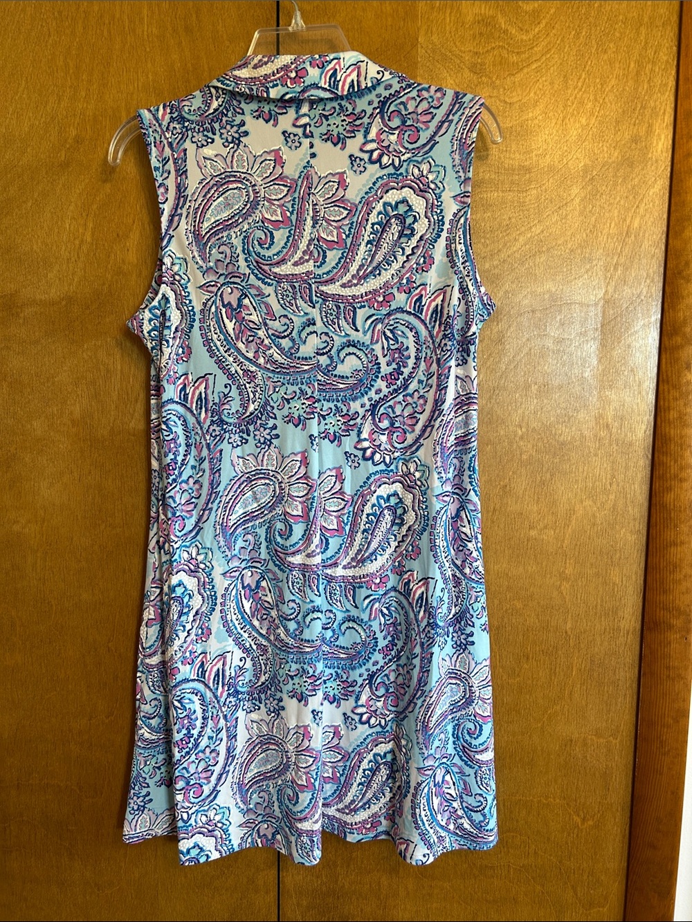 MSK Paisley Zip-Front Sleeveless Dress in Blue & Pink - Picture 2 of 5